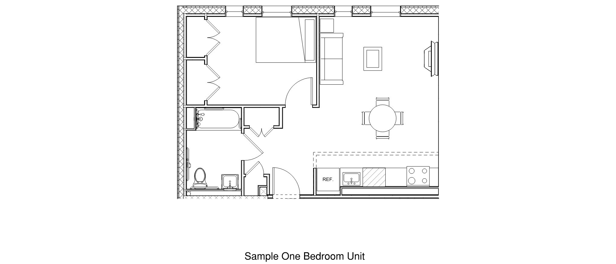 floor plan of a one bedroom apartment