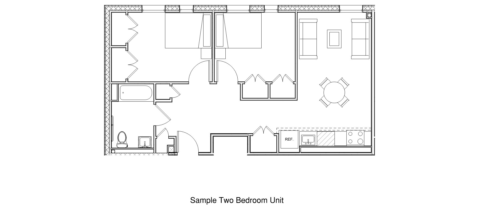 floorplan of a two bedroom apartment