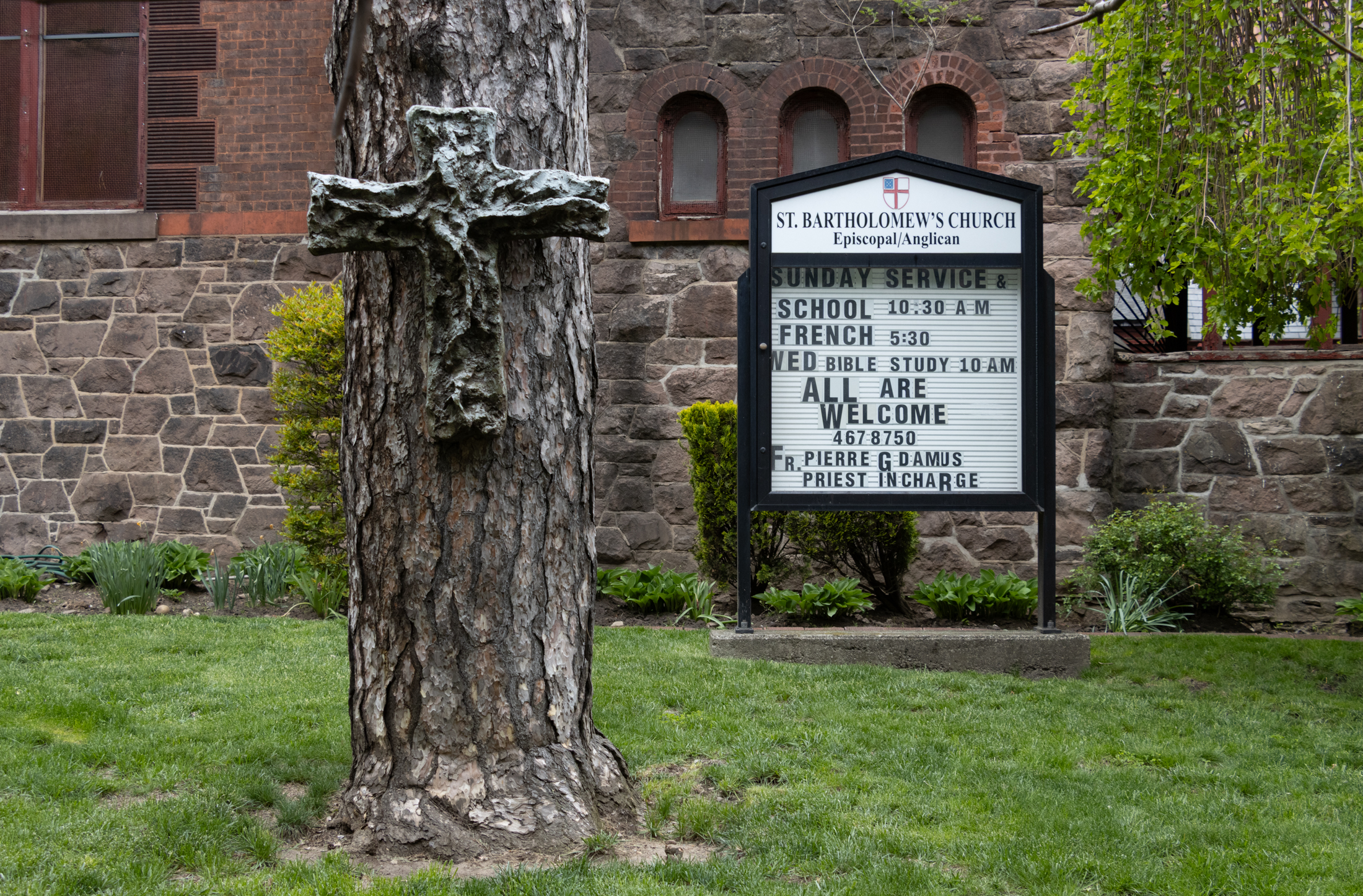 a sign in the yard for St Bartholomew's