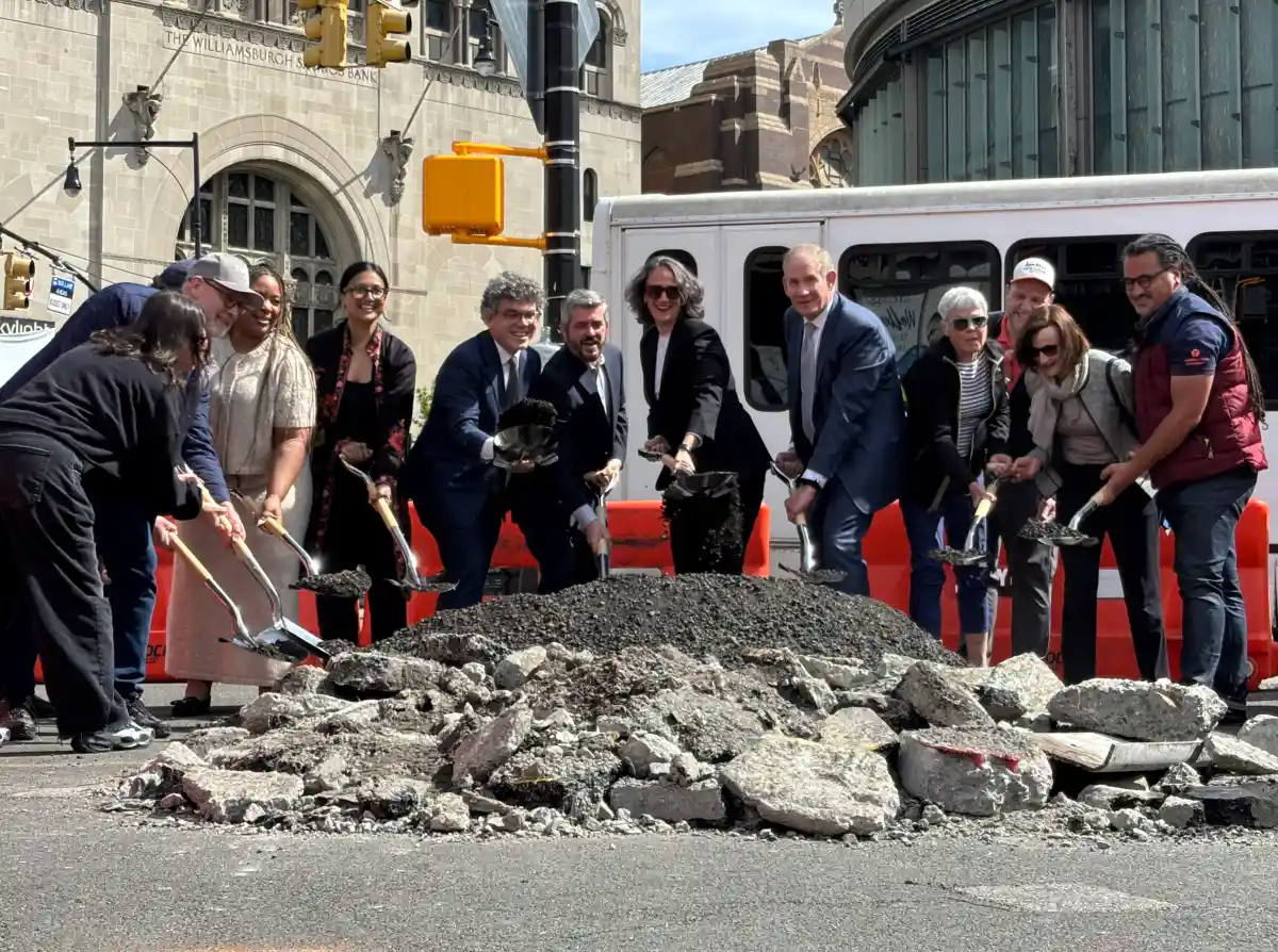 flatbush avenue - group posing with shovels