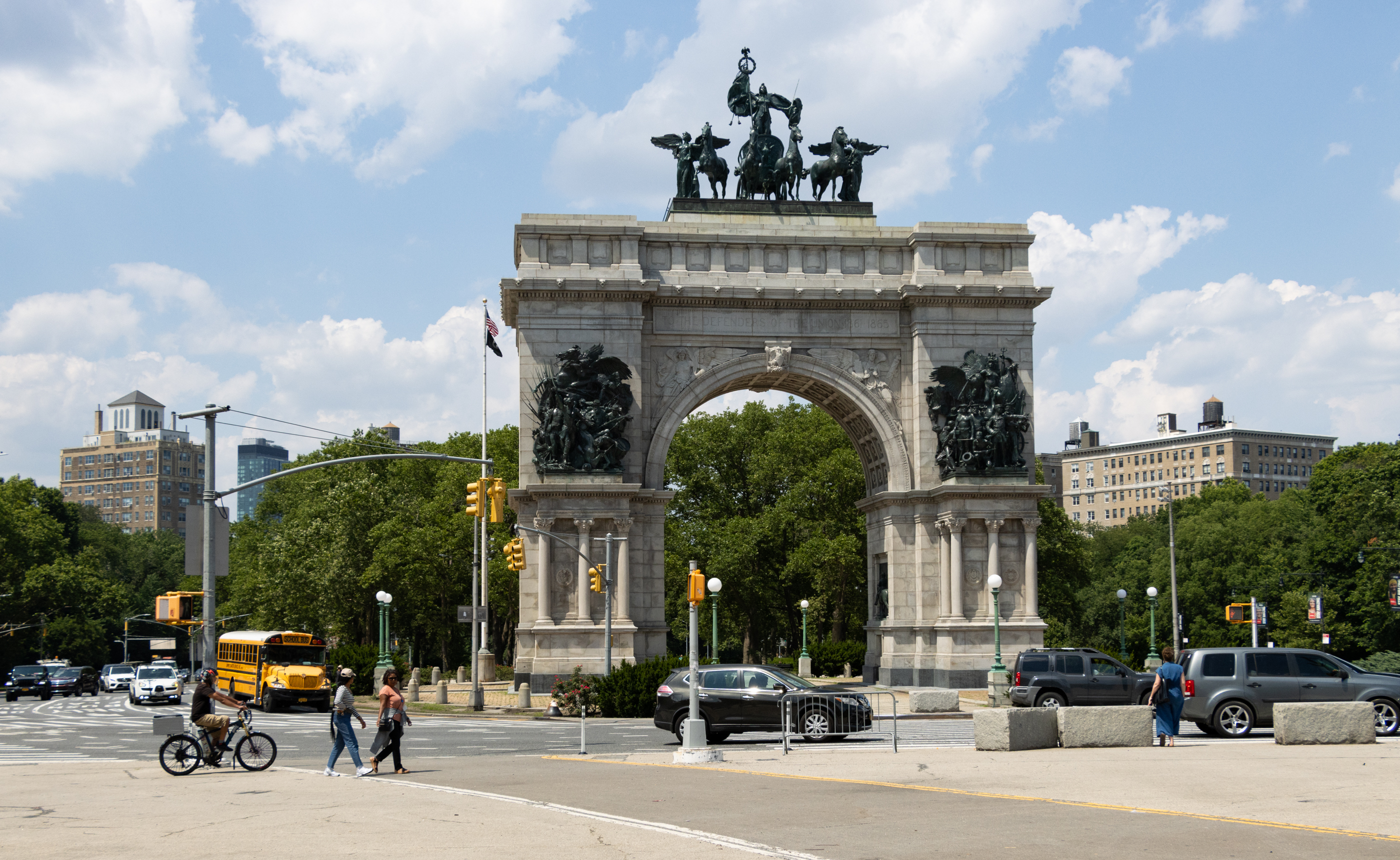 arch with traffic going around it