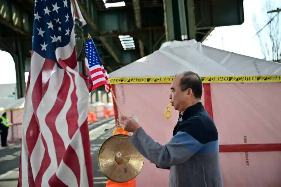 protester with a flag