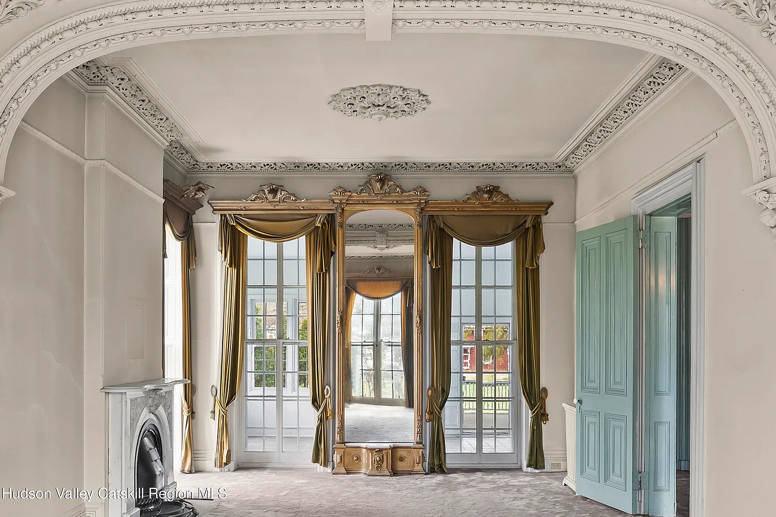 parlor with a pier mirror