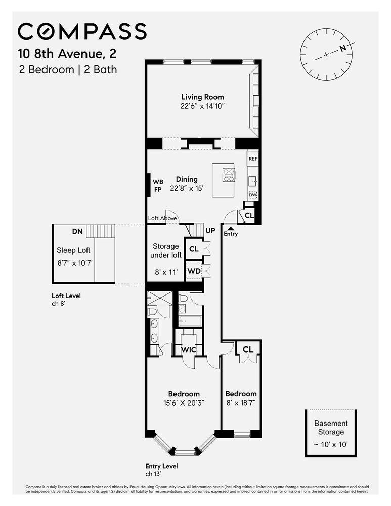 floorplan showing bedrooms at one end of the unit and living room at the other