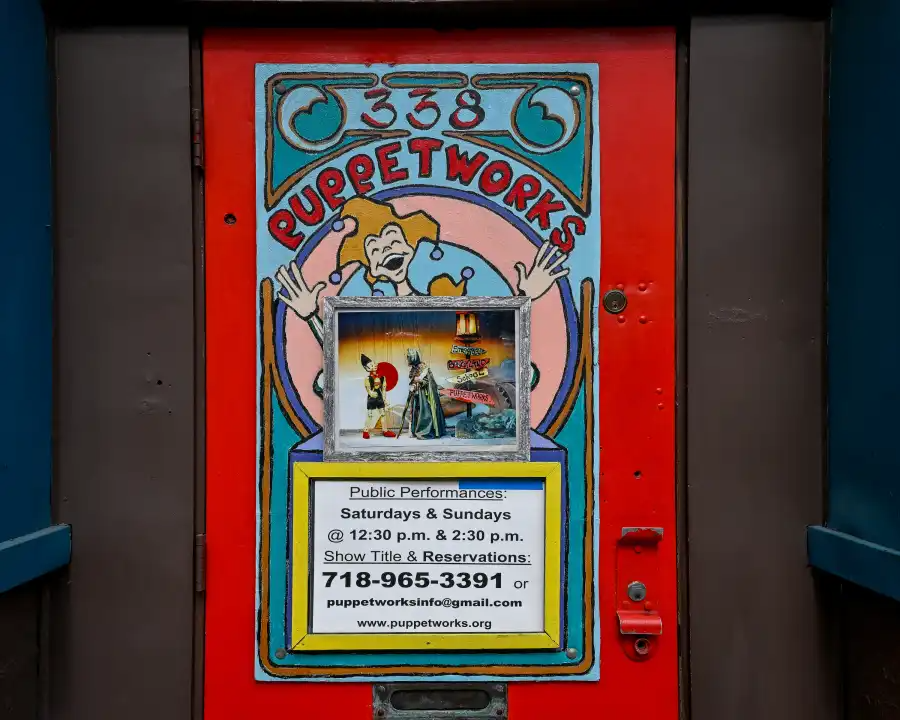 a colorful sign on the front door