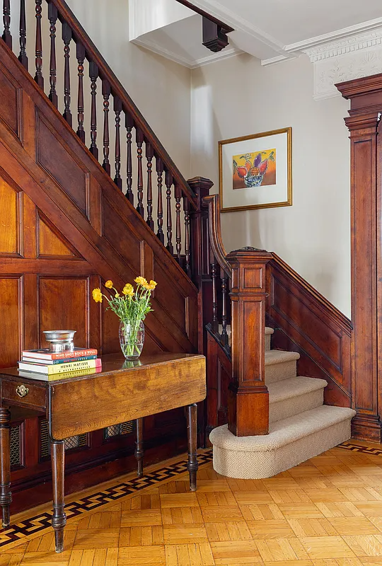 stair with unpainted woodwork