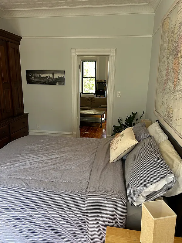 bedroom with tin ceiling