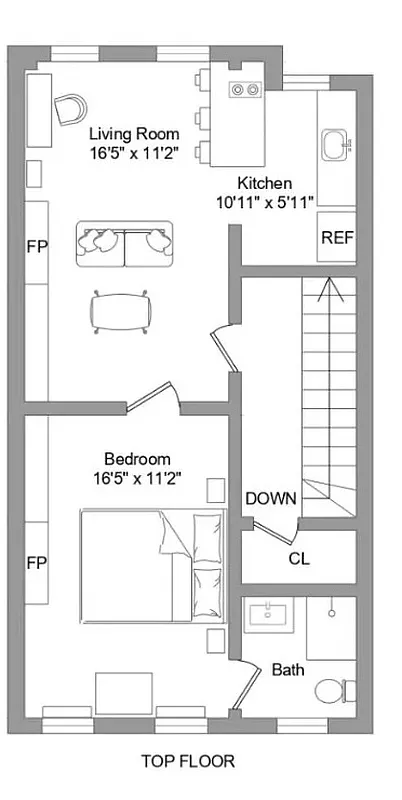 floorplan showing one bedroom apartment