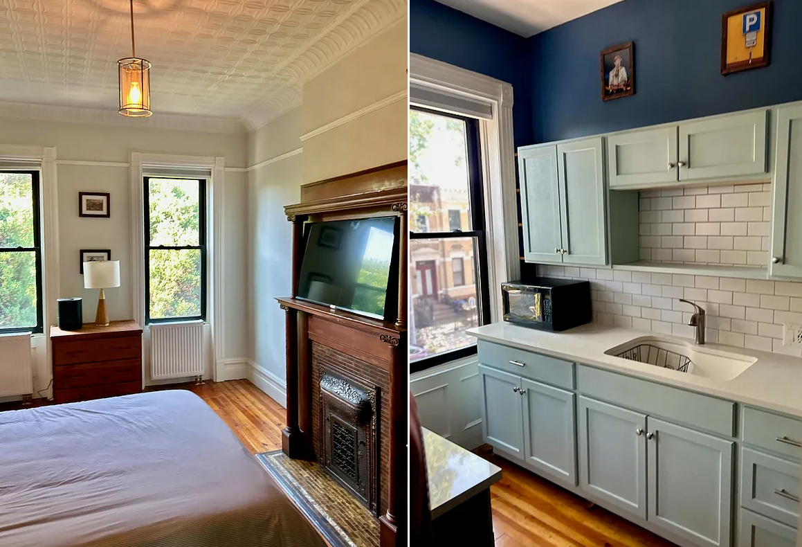 brooklyn apartment - a collage of a kitchen and a bedroom interior