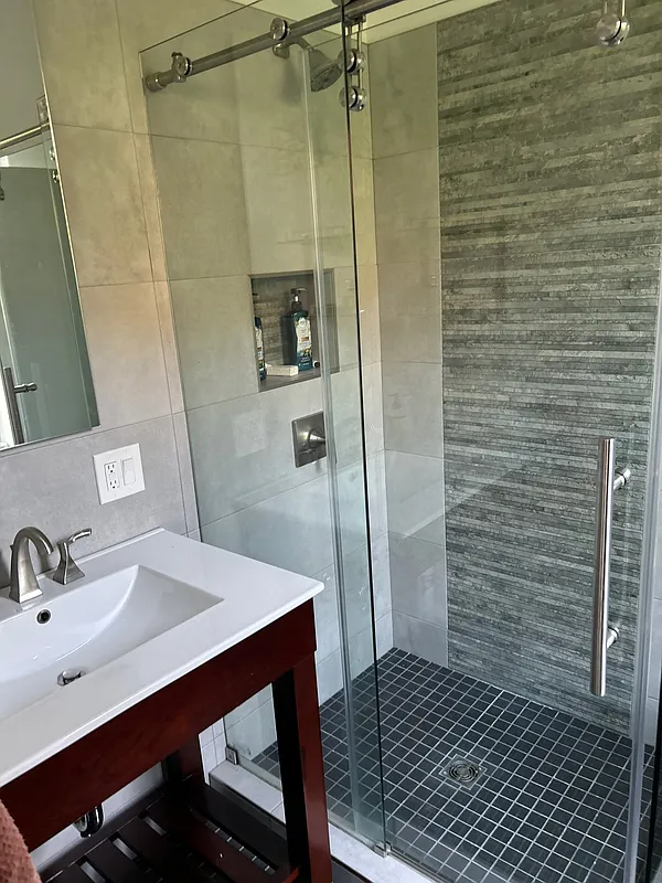 bathroom with a shower