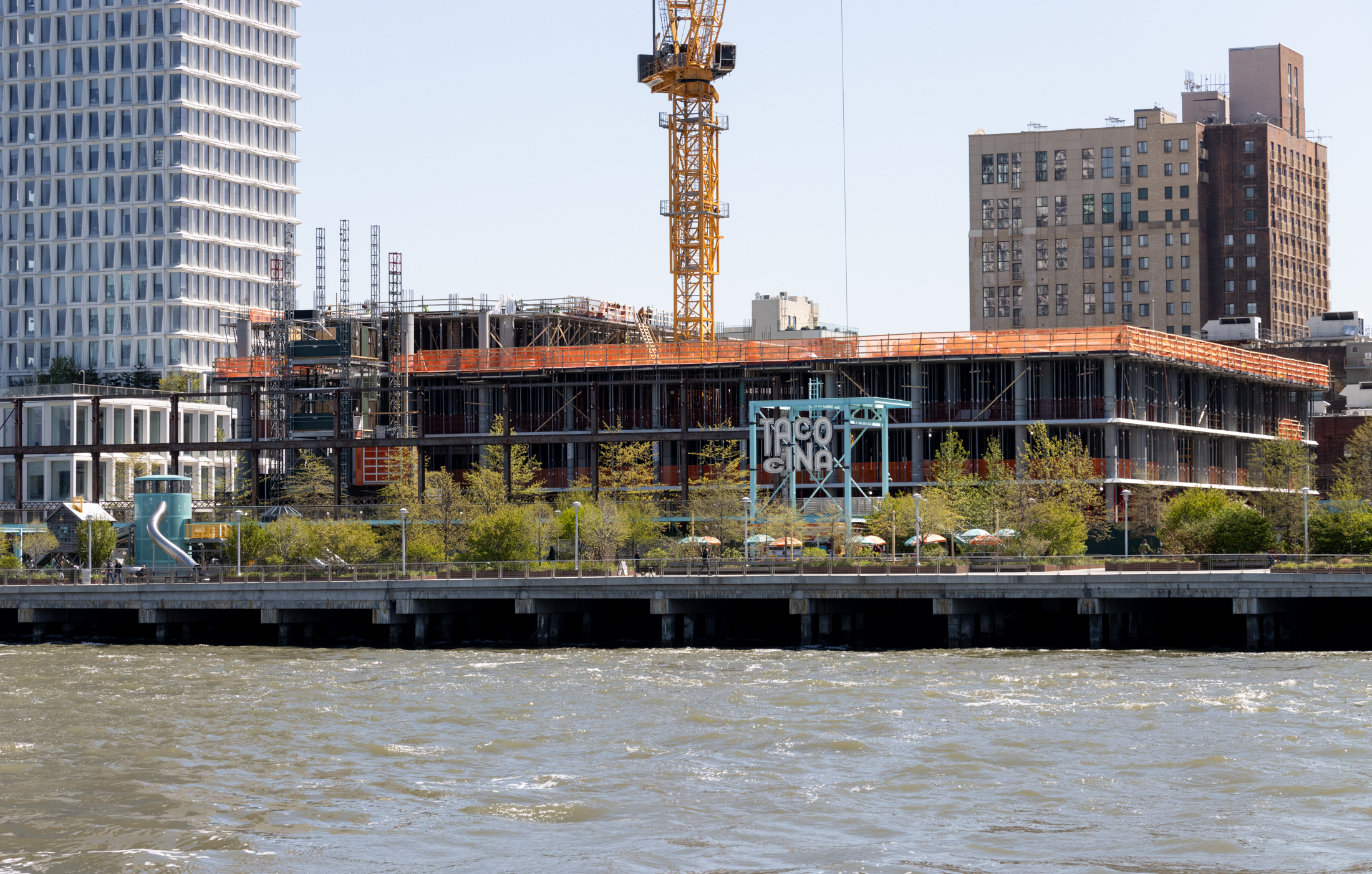 waterfront view of a construction site