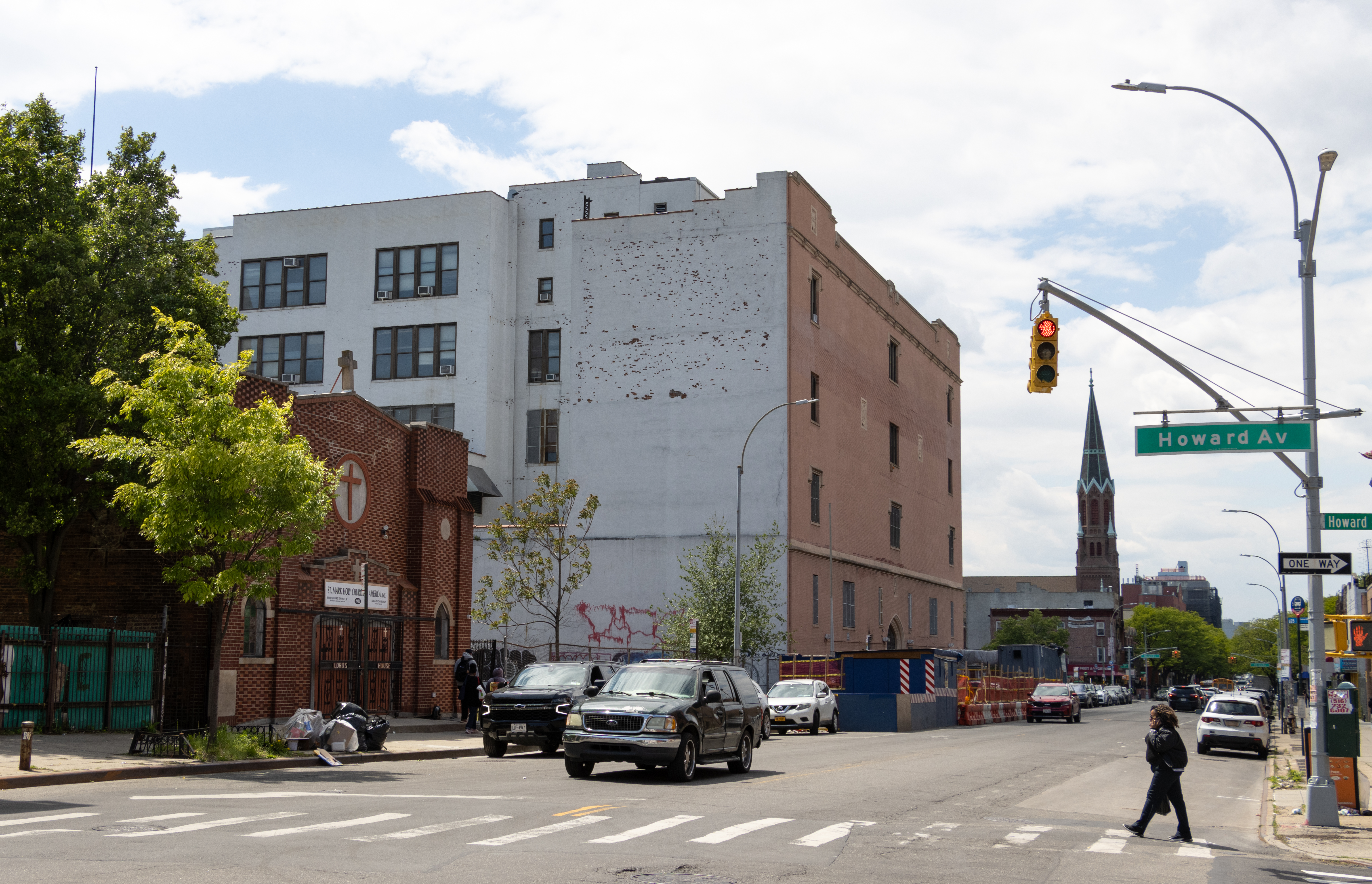 large building with an empty lot adjoining