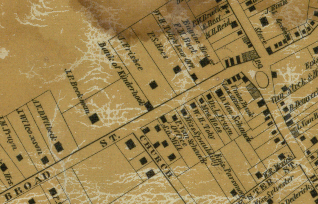 map showing properties labelled with owner names