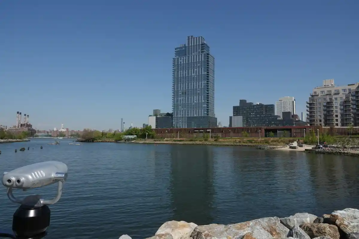 waterfront with view of towers