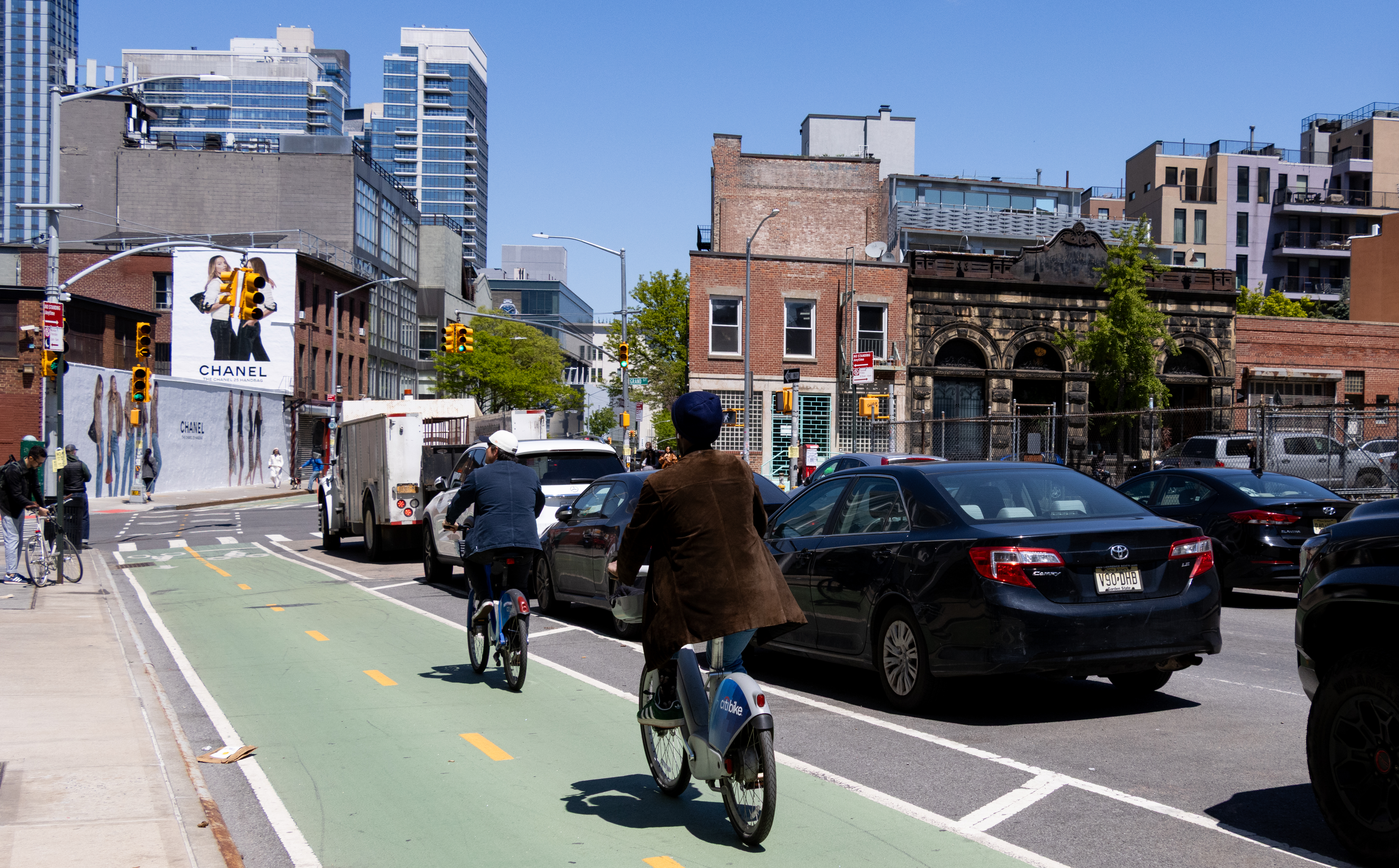 bike lines- cyclists in a bike lane