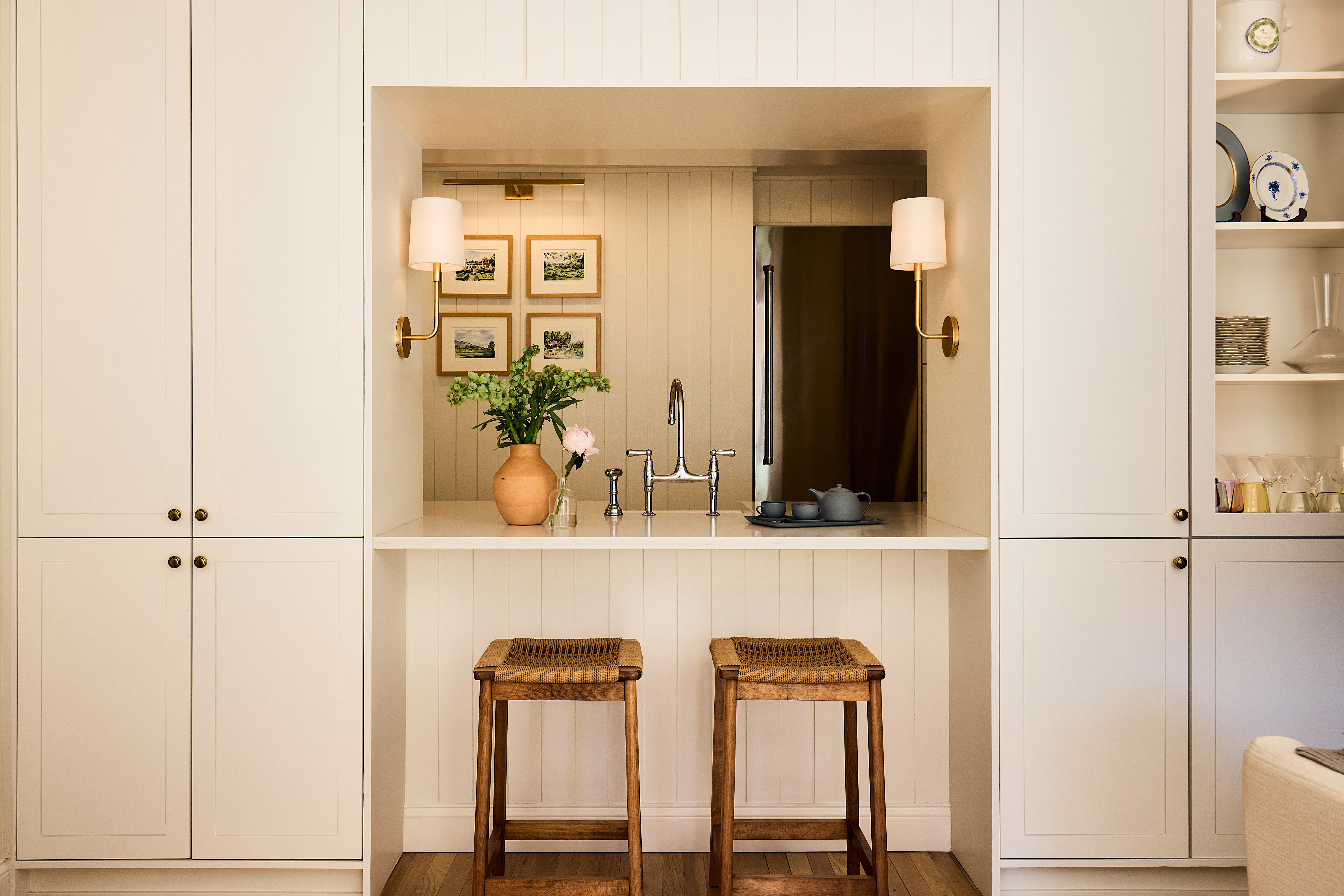 CUT OUT WALL INTO KITCHEN TWO STOOLS